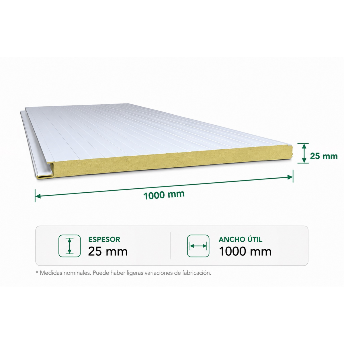 Panel Tipo Sándwich PIR - 1 Pulgada (25mm)